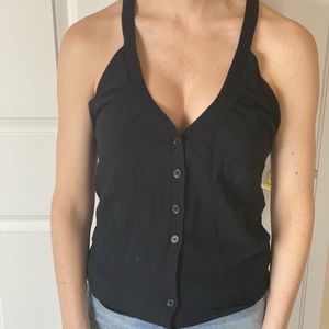 Black Tank Sweater Cardigan XS